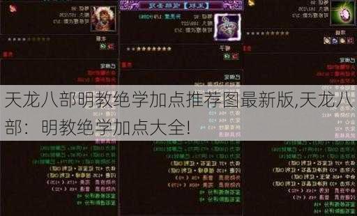 天龙八部明教绝学加点推荐图最新版,天龙八部：明教绝学加点大全!