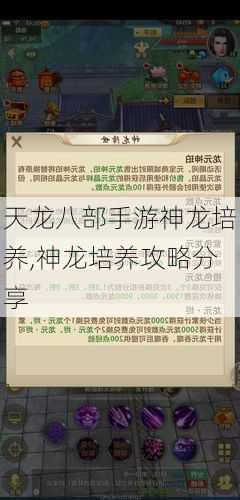 天龙八部手游神龙培养,神龙培养攻略分享