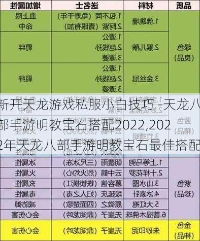 新开天龙游戏私服小白技巧 -天龙八部手游明教宝石搭配2022,2022年天龙八部手游明教宝石最佳搭配!